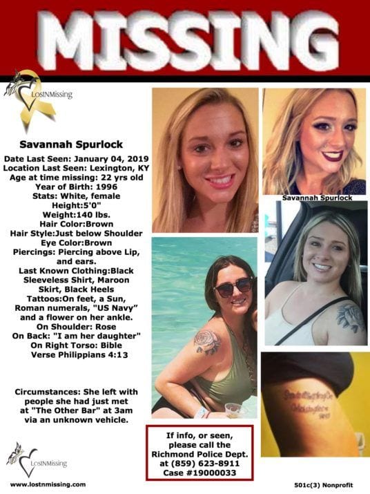 Savannah Spurlock Went Missing After Leaving Kentucky Bar